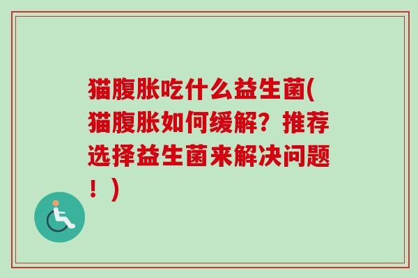 猫吃什么益生菌(猫如何缓解？推荐选择益生菌来解决问题！)