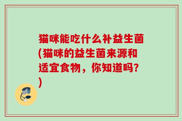 猫咪能吃什么补益生菌(猫咪的益生菌来源和适宜食物，你知道吗？)