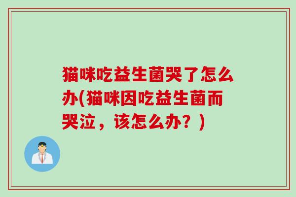 猫咪吃益生菌哭了怎么办(猫咪因吃益生菌而哭泣,该怎么办?) 猫咪吃益生菌哭了怎么办(猫咪因吃益生菌而哭泣,该怎么办?)