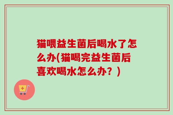 猫喂益生菌后喝水了怎么办(猫喝完益生菌后喜欢喝水怎么办?) 猫喂益生菌后喝水了怎么办(猫喝完益生菌后喜欢喝水怎么办?)