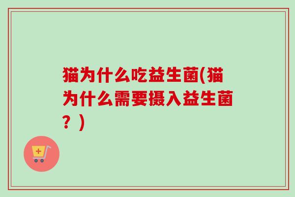 猫为什么吃益生菌(猫为什么需要摄入益生菌？)