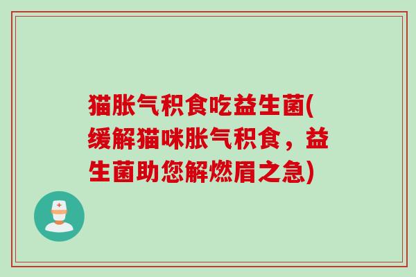 猫积食吃益生菌(缓解猫咪积食，益生菌助您解燃眉之急)