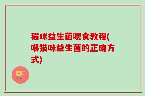 猫咪益生菌喂食教程(喂猫咪益生菌的正确方式) 猫咪益生菌喂食教程(喂猫咪益生菌的正确方式)