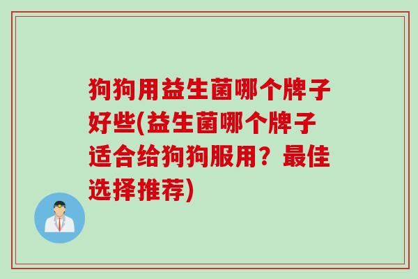 狗狗用益生菌哪个牌子好些(益生菌哪个牌子适合给狗狗服用？佳选择推荐)