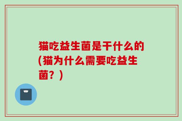 猫吃益生菌是干什么的(猫为什么需要吃益生菌？)
