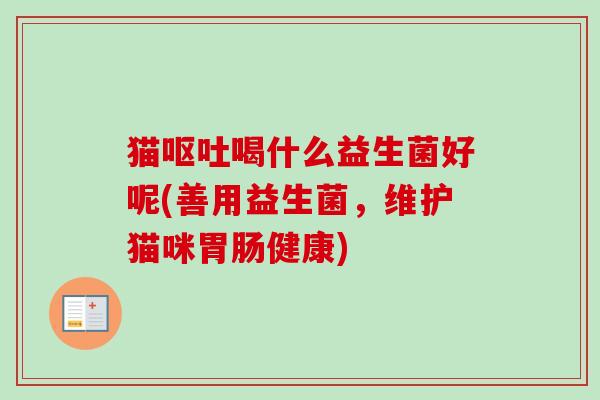 猫喝什么益生菌好呢(善用益生菌，维护猫咪健康)