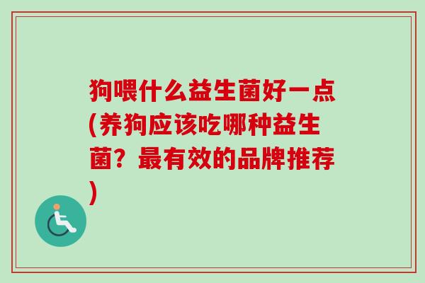 狗喂什么益生菌好一点(养狗应该吃哪种益生菌？有效的品牌推荐)