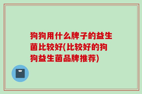 狗狗用什么牌子的益生菌比较好(比较好的狗狗益生菌品牌推荐)