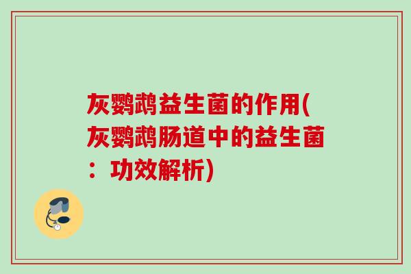灰鹦鹉益生菌的作用(灰鹦鹉肠道中的益生菌：功效解析)