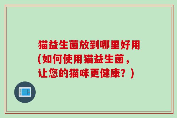 猫益生菌放到哪里好用(如何使用猫益生菌，让您的猫咪更健康？)