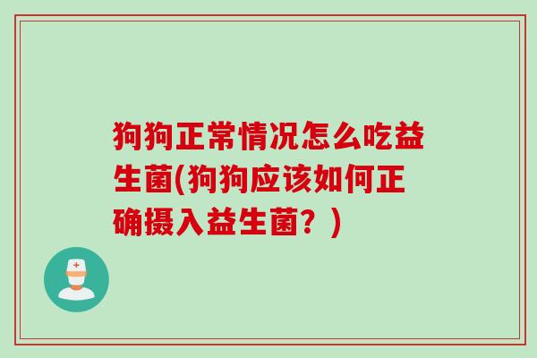 狗狗正常情况怎么吃益生菌(狗狗应该如何正确摄入益生菌?) 狗狗正常情况怎么吃益生菌(狗狗应该如何正确摄入益生菌?)