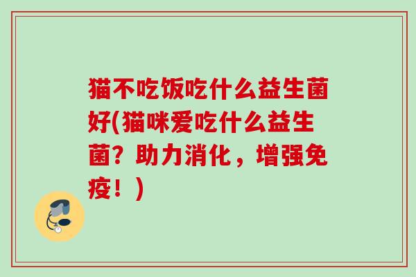 猫不吃饭吃什么益生菌好(猫咪爱吃什么益生菌?助力消化,增强!) 猫不吃饭吃什么益生菌好(猫咪爱吃什么益生菌?助力消化,增强!)