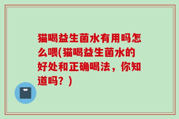 猫喝益生菌水有用吗怎么喂(猫喝益生菌水的好处和正确喝法，你知道吗？)