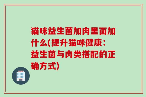 猫咪益生菌加肉里面加什么(提升猫咪健康:益生菌与肉类搭配的正确方式) 猫咪益生菌加肉里面加什么(提升猫咪健康:益生菌与肉类搭配的正确方式)