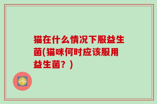 猫在什么情况下服益生菌(猫咪何时应该服用益生菌？)