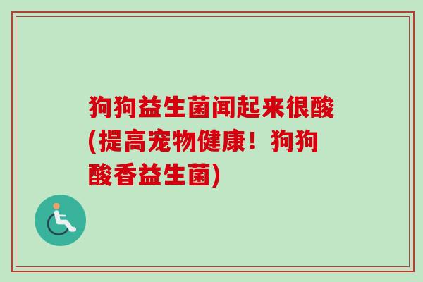 狗狗益生菌闻起来很酸(提高宠物健康!狗狗酸香益生菌) 狗狗益生菌闻起来很酸(提高宠物健康!狗狗酸香益生菌)