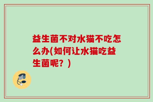 益生菌不对水猫不吃怎么办(如何让水猫吃益生菌呢？)