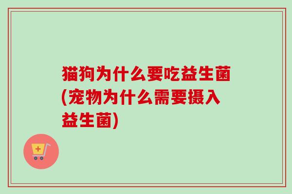 猫狗为什么要吃益生菌(宠物为什么需要摄入益生菌)