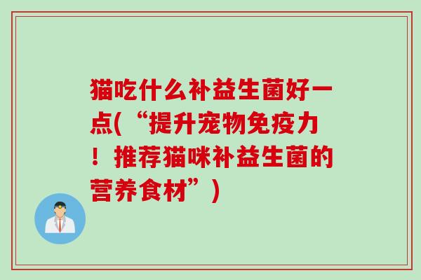 猫吃什么补益生菌好一点(“提升宠物力！推荐猫咪补益生菌的营养食材”)