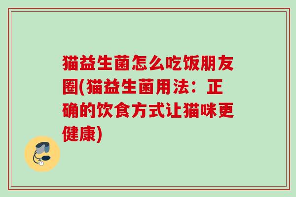 猫益生菌怎么吃饭朋友圈(猫益生菌用法：正确的饮食方式让猫咪更健康)