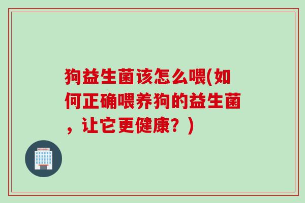 狗益生菌该怎么喂(如何正确喂养狗的益生菌，让它更健康？)