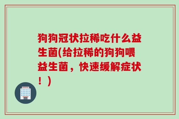 狗狗冠状拉稀吃什么益生菌(给拉稀的狗狗喂益生菌，快速缓解症状！)