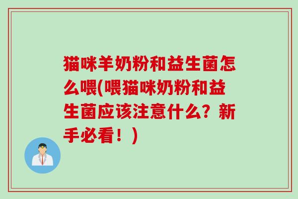 猫咪羊奶粉和益生菌怎么喂(喂猫咪奶粉和益生菌应该注意什么？新手必看！)