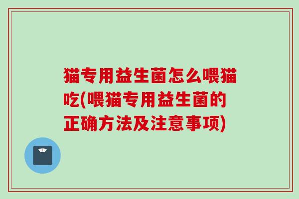 猫专用益生菌怎么喂猫吃(喂猫专用益生菌的正确方法及注意事项)