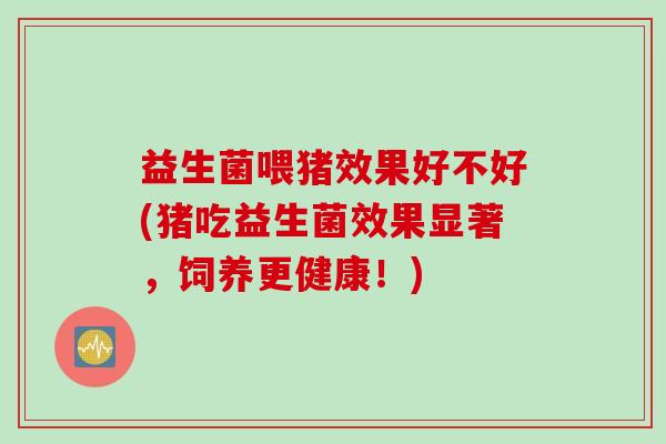 益生菌喂猪效果好不好(猪吃益生菌效果显著,饲养更健康!) 益生菌喂猪效果好不好(猪吃益生菌效果显著,饲养更健康!)