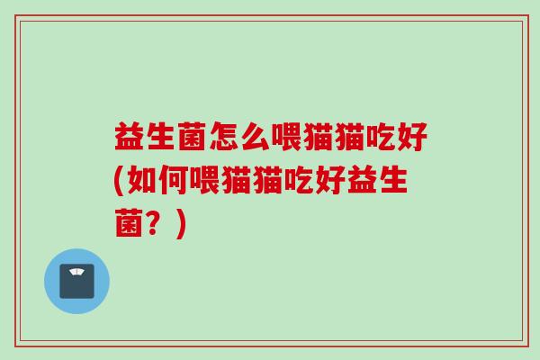 益生菌怎么喂猫猫吃好(如何喂猫猫吃好益生菌?) 益生菌怎么喂猫猫吃好(如何喂猫猫吃好益生菌?)