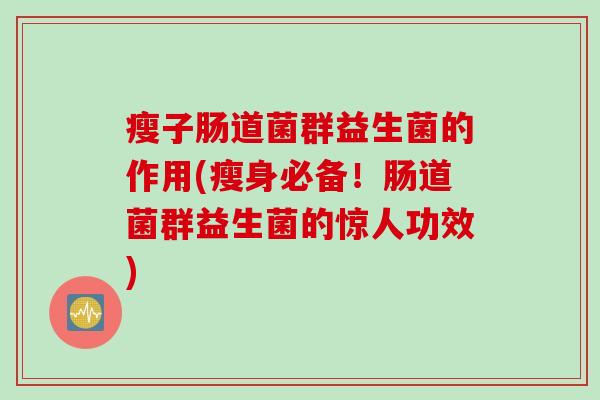 瘦子肠道菌群益生菌的作用(瘦身必备！肠道菌群益生菌的惊人功效)