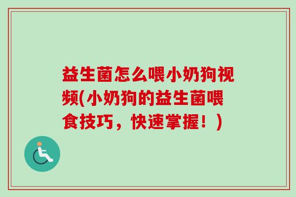 益生菌怎么喂小奶狗视频(小奶狗的益生菌喂食技巧，快速掌握！)