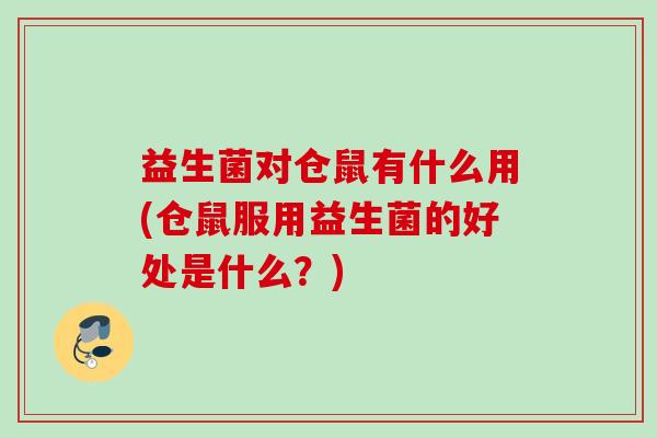益生菌对仓鼠有什么用(仓鼠服用益生菌的好处是什么?) 益生菌对仓鼠有什么用(仓鼠服用益生菌的好处是什么?)