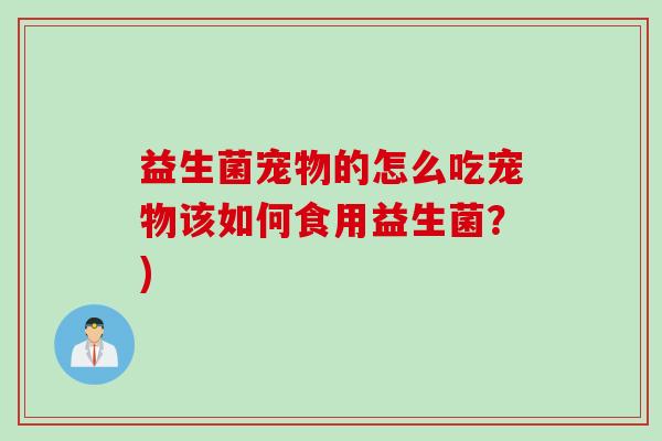益生菌宠物的怎么吃宠物该如何食用益生菌？)