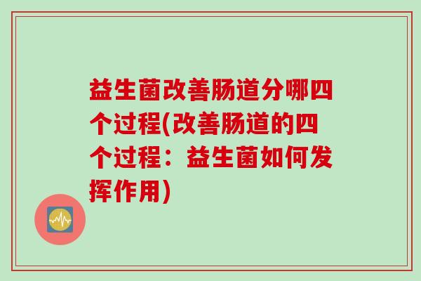 益生菌改善肠道分哪四个过程(改善肠道的四个过程：益生菌如何发挥作用)