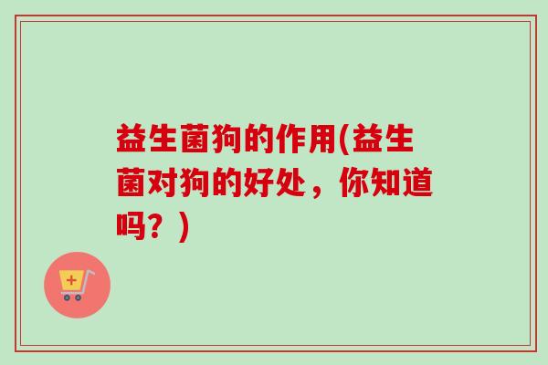 益生菌狗的作用(益生菌对狗的好处,你知道吗?) 益生菌狗的作用(益生菌对狗的好处,你知道吗?)