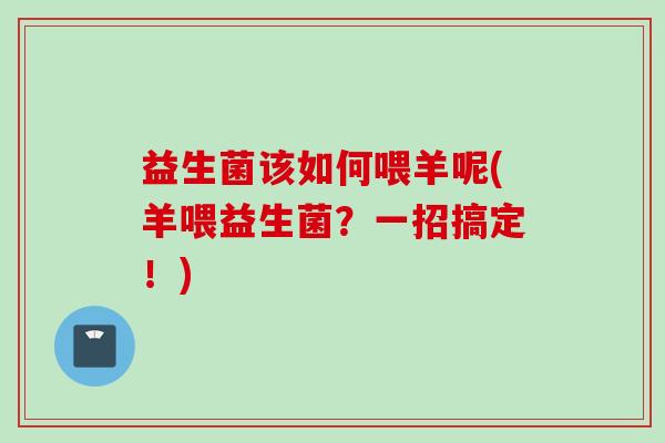益生菌该如何喂羊呢(羊喂益生菌？一招搞定！)