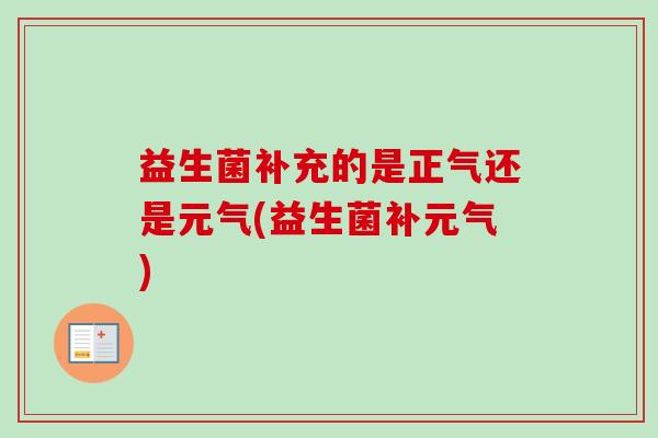 益生菌补充的是正气还是元气(益生菌补元气)