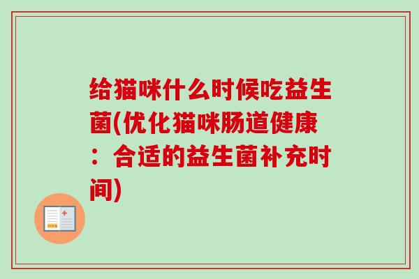 给猫咪什么时候吃益生菌(优化猫咪肠道健康：合适的益生菌补充时间)