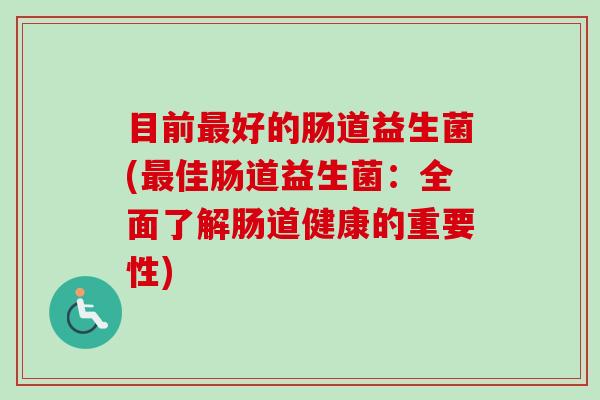 目前好的肠道益生菌(佳肠道益生菌：全面了解肠道健康的重要性)