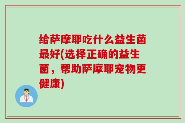 给萨摩耶吃什么益生菌最好(选择正确的益生菌，帮助萨摩耶宠物更健康)