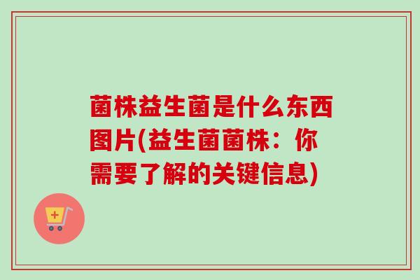 菌株益生菌是什么东西图片(益生菌菌株：你需要了解的关键信息)