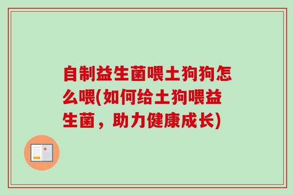 自制益生菌喂土狗狗怎么喂(如何给土狗喂益生菌，助力健康成长)