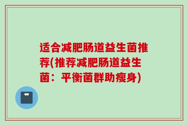 适合减肥肠道益生菌推荐(推荐减肥肠道益生菌：平衡菌群助瘦身)