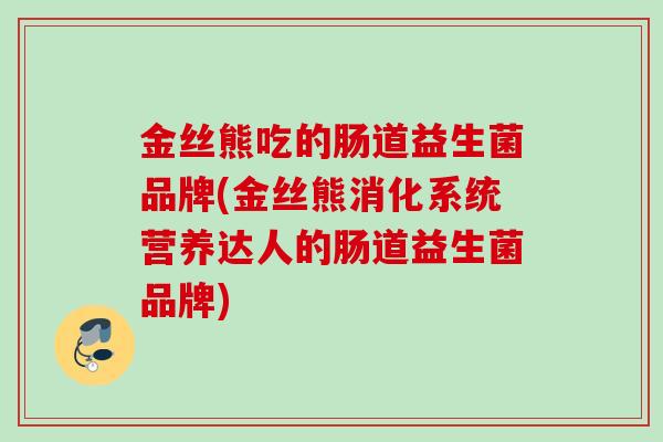 金丝熊吃的肠道益生菌品牌(金丝熊消化系统营养达人的肠道益生菌品牌)