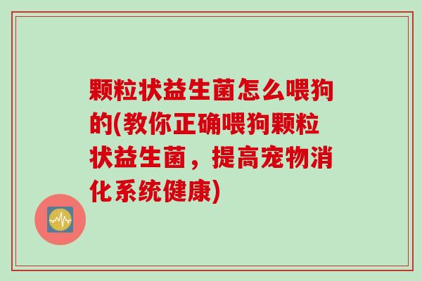颗粒状益生菌怎么喂狗的(教你正确喂狗颗粒状益生菌,提高宠物消化系统健康) 颗粒状益生菌怎么喂狗的(教你正确喂狗颗粒状益生菌,提高宠物消化系统健康)