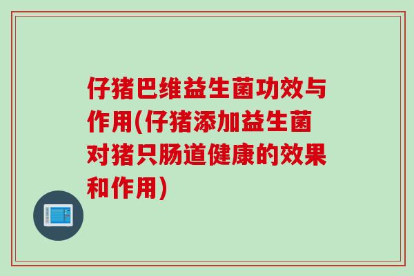 仔猪巴维益生菌功效与作用(仔猪添加益生菌对猪只肠道健康的效果和作用) 仔猪巴维益生菌功效与作用(仔猪添加益生菌对猪只肠道健康的效果和作用)