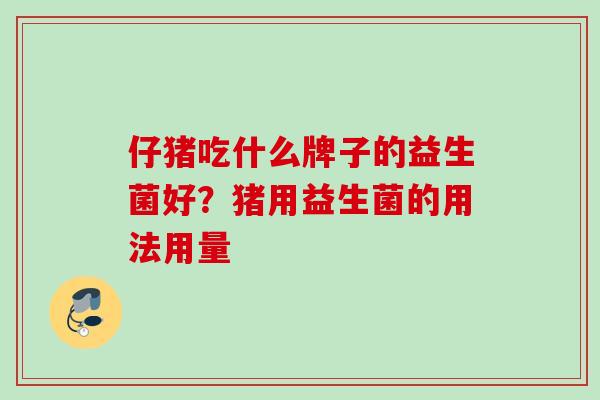 仔猪吃什么牌子的益生菌好？猪用益生菌的用法用量