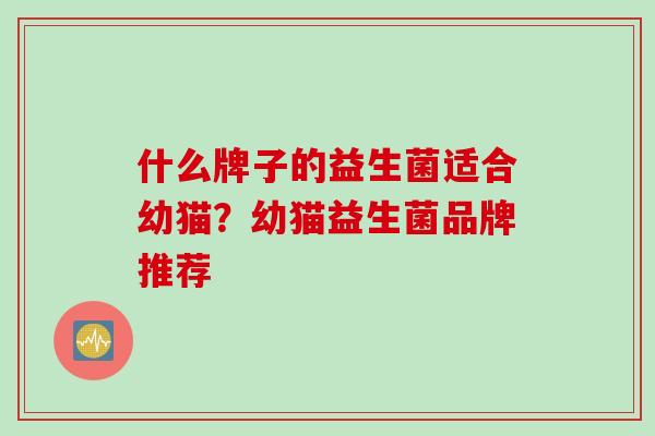 什么牌子的益生菌适合幼猫？幼猫益生菌品牌推荐