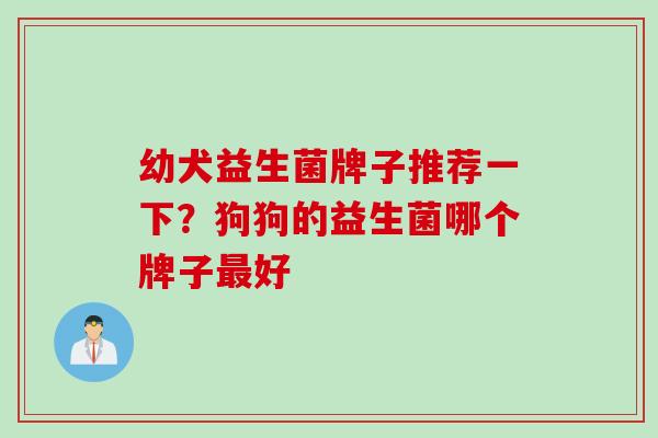 幼犬益生菌牌子推荐一下？狗狗的益生菌哪个牌子好
